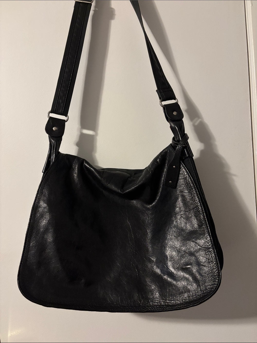Black Leather/ canvas Messenger Bag - Timeless Everyday Carry